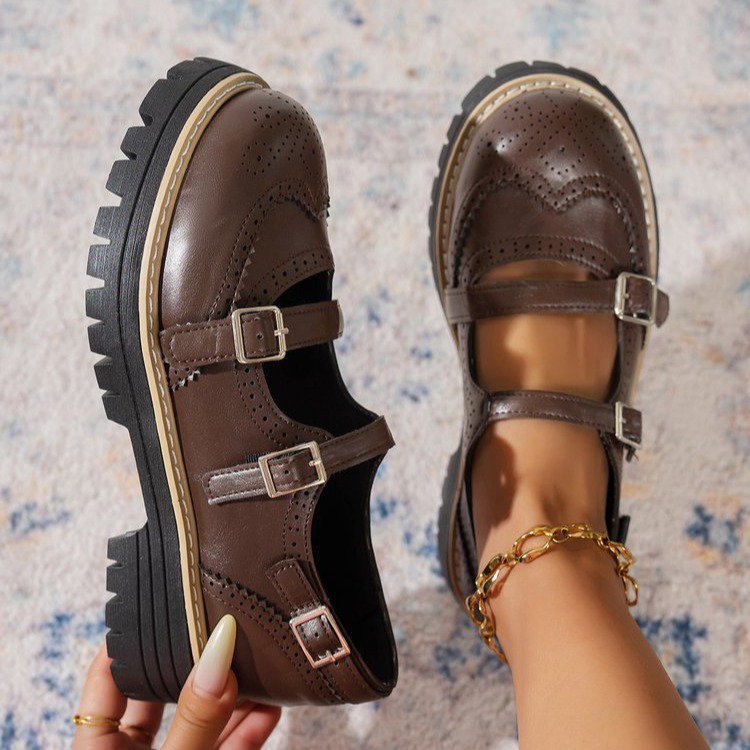 Damen Modische Ballerinas mit Doppelriemen und atmungsaktiver Sohle Drune