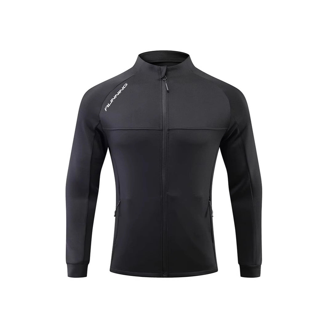 Herren Eng anliegende atmungsaktive Laufjacke mit durchgehendem Reißverschluss und Reißverschlusstaschen Drune