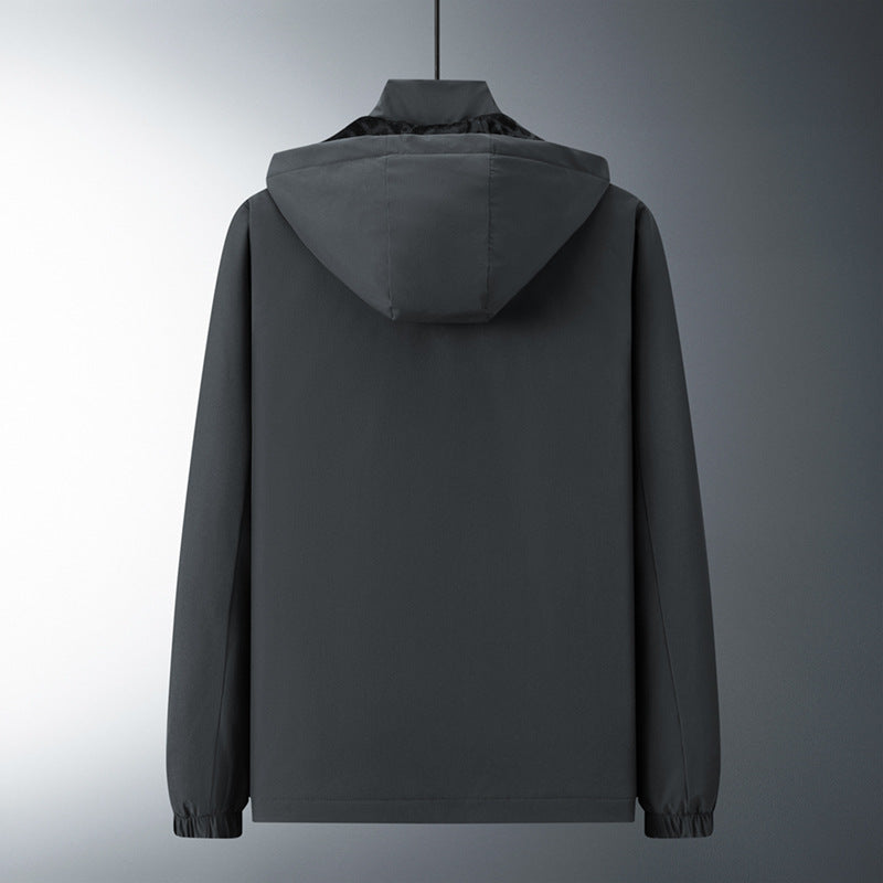 Herren Urban-minimalistische Softshell-Kapuzenjacke mit verdeckten Reißverschlüssen und elastischem Saum Drune
