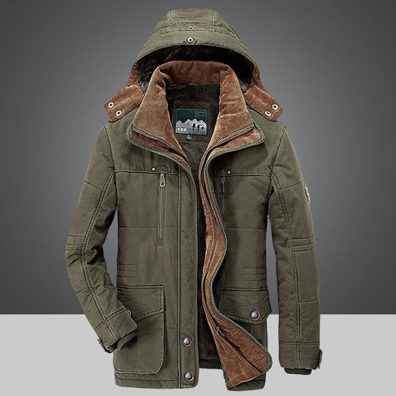 Herren nan arktis-inspirierter Fieldparka mit Cord-Innenkragen, abnehmbarer Kapuze und multifunktionalen Taschen Drune