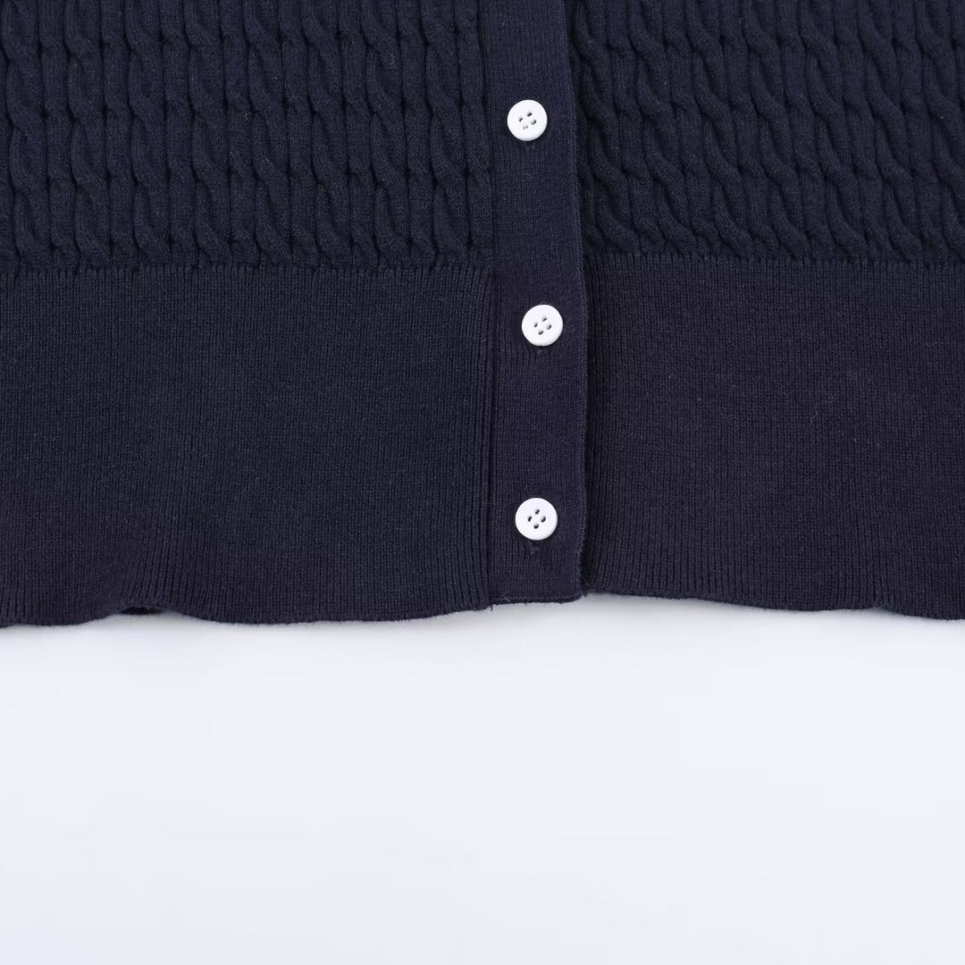 Damen Strickbluse mit eleganter Kragenverzierung Drune