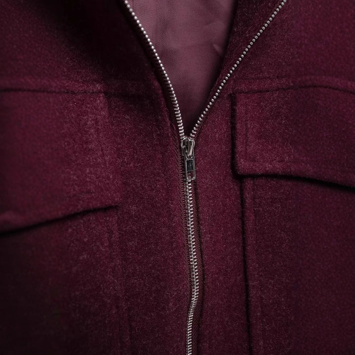 Damen nan kastige Kurzjacke mit durchgehendem Reißverschluss, aufgesetzten Klappentaschen und Hemdkragen Drune