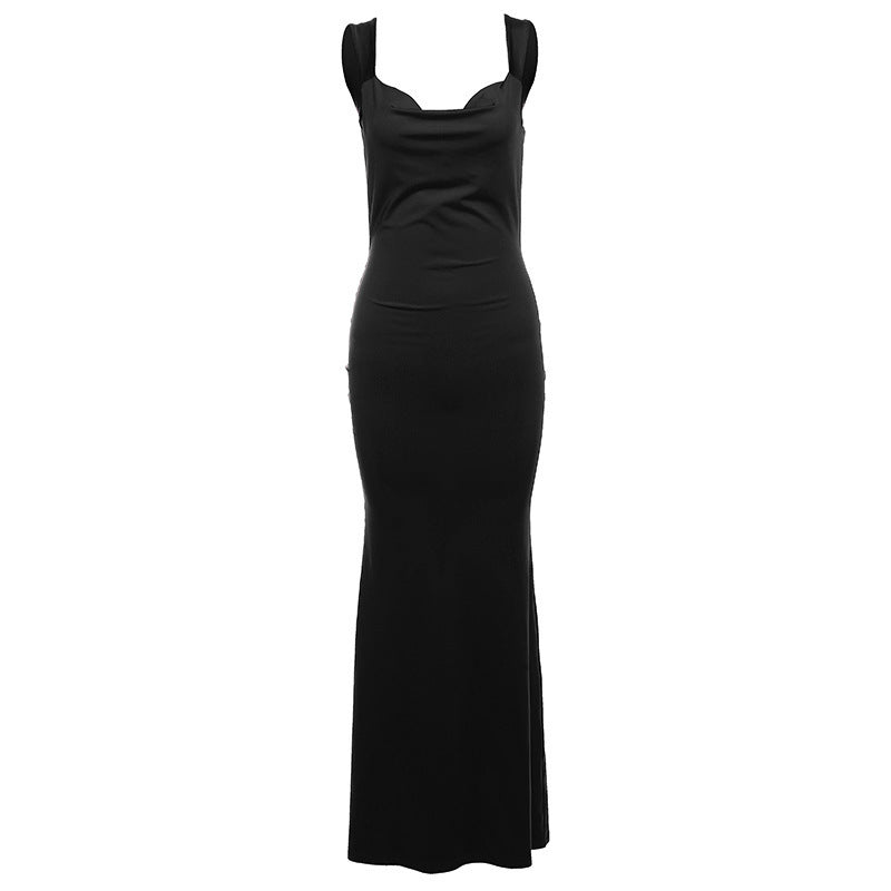 Damen Elegantes Maxikleid mit figurbetontem Schnitt und tiefem V-Ausschnitt Drune