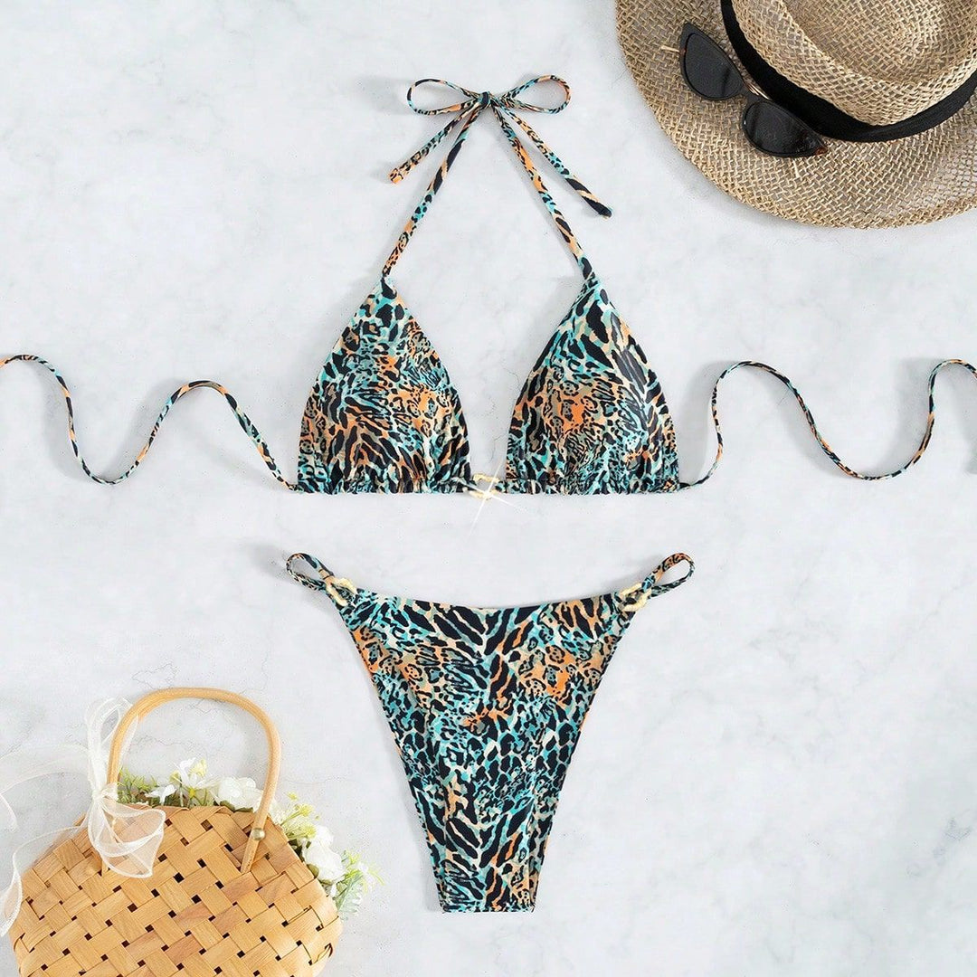 Damen Triangel-Bikini mit exotischem Tiermuster Drune