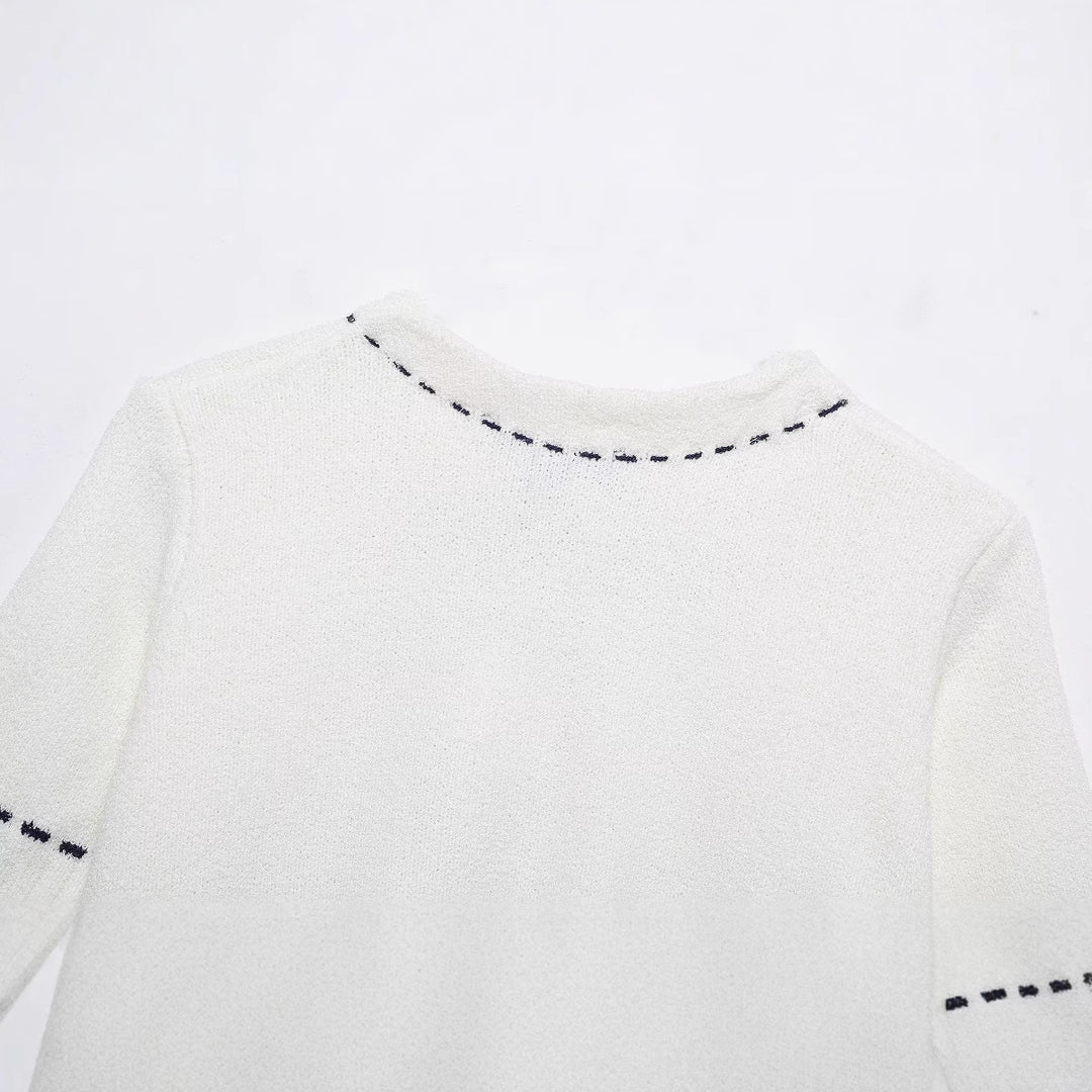 Damen Strukturierter Kurzarm Geschnittene Strickjacke Drune