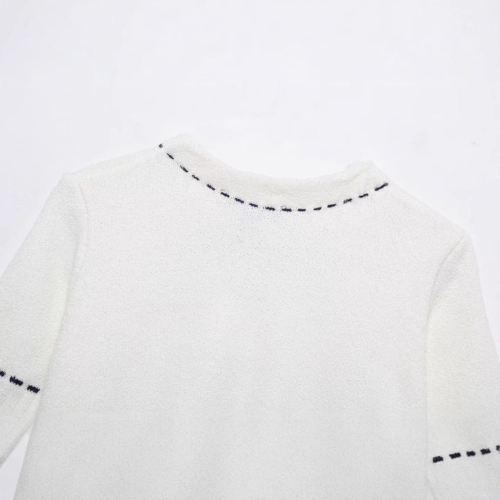 Damen Strukturierter Kurzarm Geschnittene Strickjacke Drune