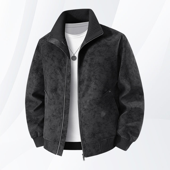 Herren Velours‑Imitat Bomberjacke mit Stehkragen, Thermofutter & Reißverschluss Drune