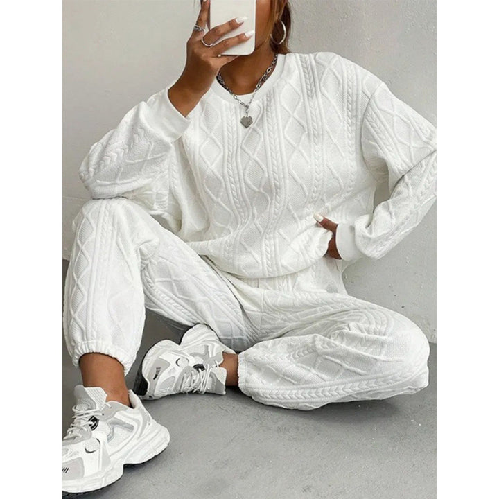 Damen modisches Strick-Loungewear-Set mit lässigem Schnitt und strukturierter Oberfläche Drune