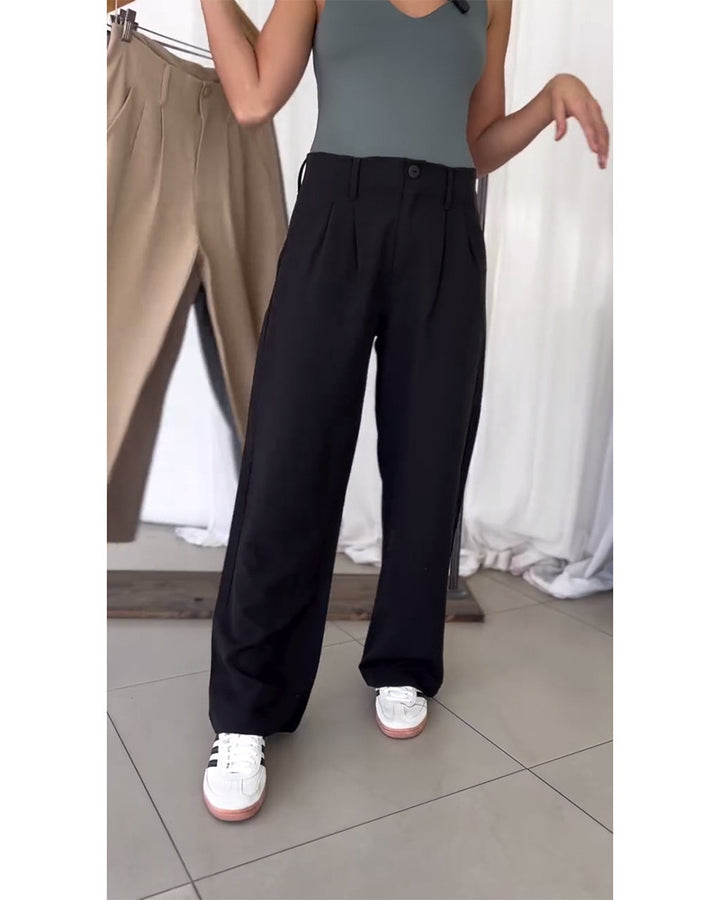 Damen dekorative High-Waist-Hosen mit Falten Drune