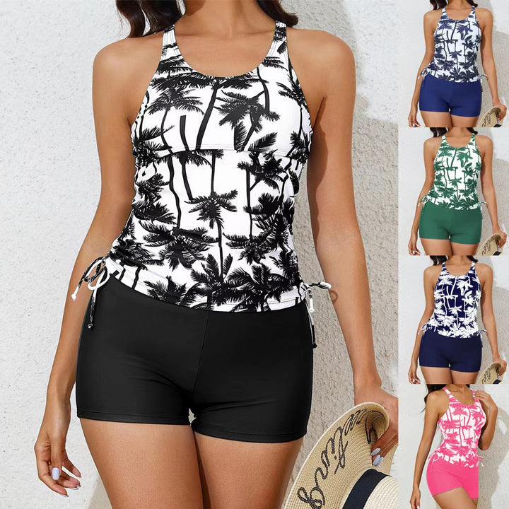 Damen Sportliches Tankini-Set mit floralem Design und verstellbaren Bündchen Drune