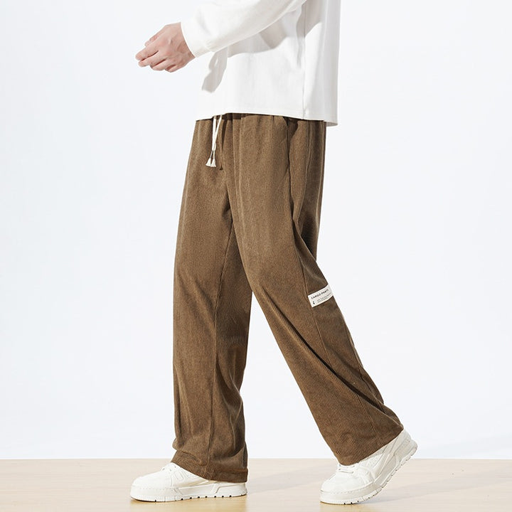 Herren Lässige Cordhose mit Elastischem Bund und Seitentaschen Drune