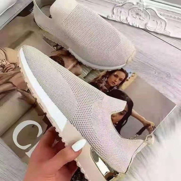 Damen Atmungsaktive Slip-On Sneaker mit trendiger Textiloberfläche und elastischem Kragen Drune