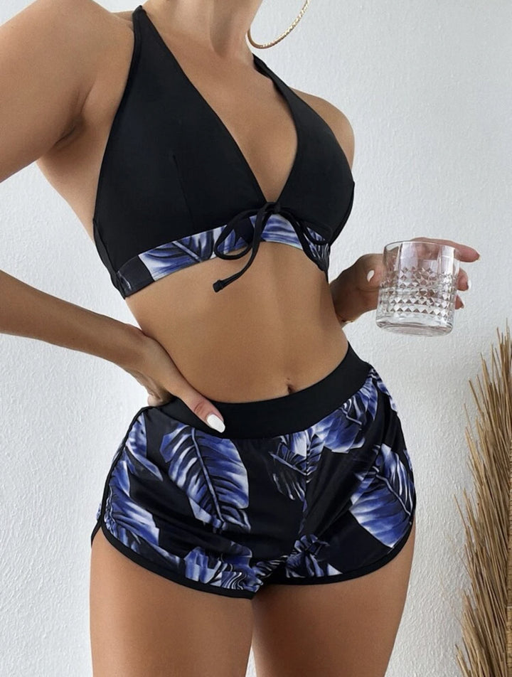 Damen Bikini-Set mit raffiniertem Wickeloberteil und bequemen Shorts Drune