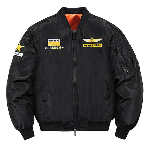 Herren  bestickte gepatchte isolierte Nylon Flug Bomberjacke mit gerippten Abschlüssen Drune