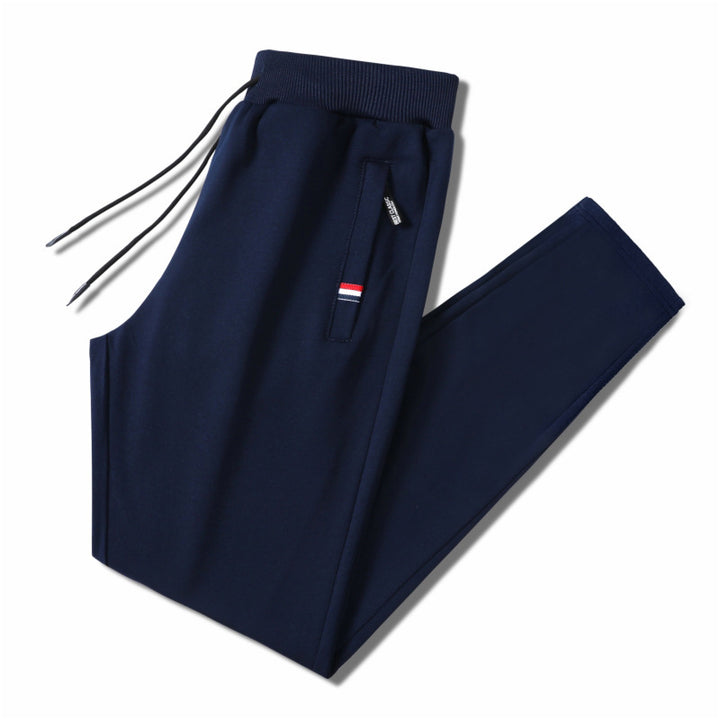 Herren Slim-Fit Jogginghose mit elastischem Rippbund, Kordelzug und Reißverschlusstaschen Drune