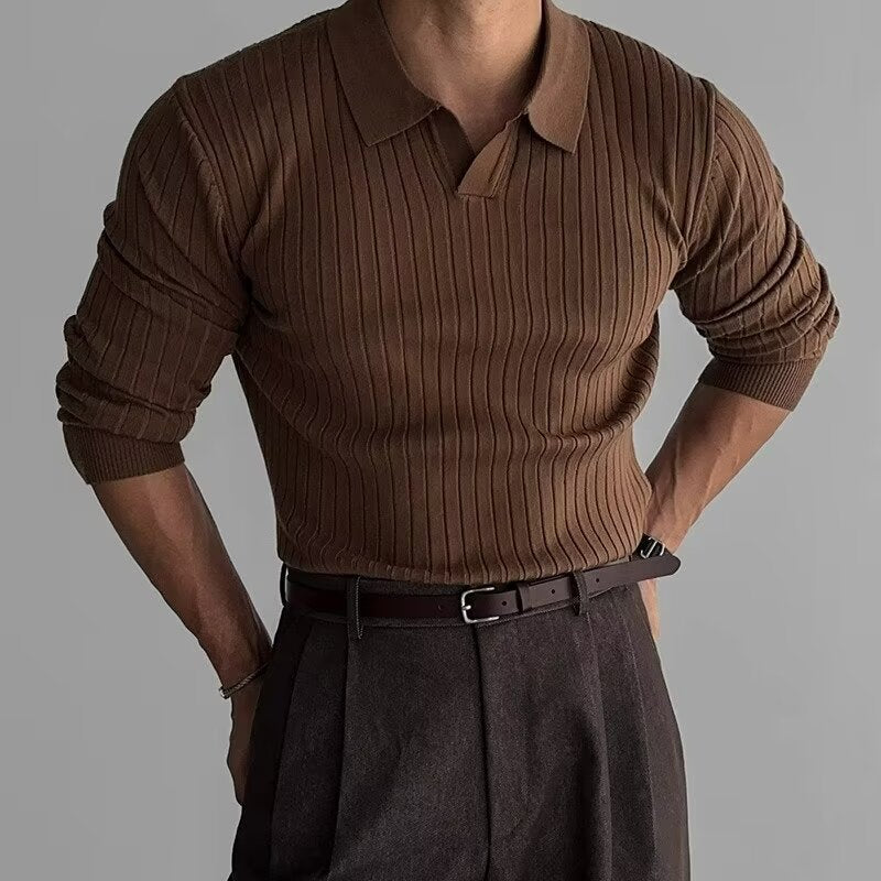 Herren Elegantes Strickpolo mit strukturiertem Design Drune