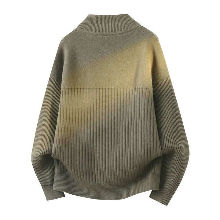 Unisex Oversize Strick-Cardigan mit Stehkragen, durchgehendem Reißverschluss & Struktur-Rippstrick Drune