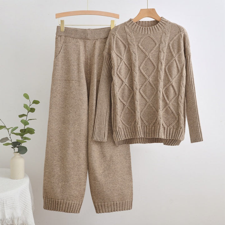Damen Strick-Set mit Rautenstruktur Drune