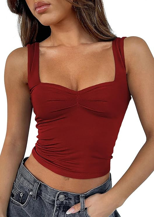Damen Crop-Top mit gerafftem Detail und quadratischem Ausschnitt Drune