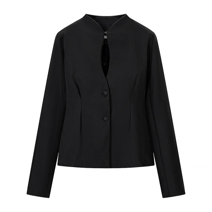 Damen nan taillierter Kurzblazer mit Stehkragen, Cut-Out-Front und verdeckten Ziernähten Drune