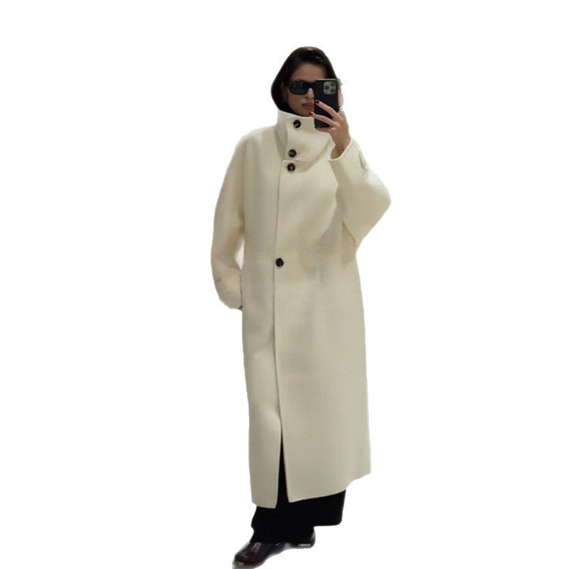 Damen Modischer Oversized-Mantel mit hohem Kragen Drune
