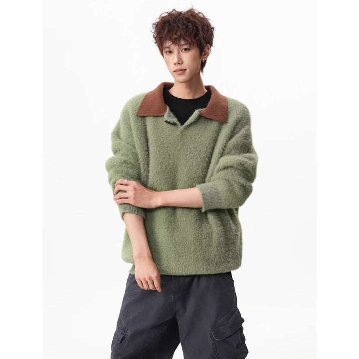 Herren Moderner Grobstrickpullover mit Stehkragen Drune