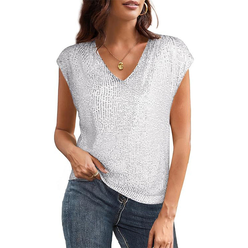Damen Glamouröses Pailletten-Oberteil Drune