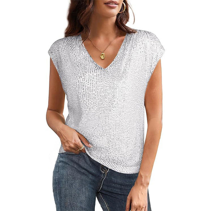 Damen Glamouröses Pailletten-Oberteil Drune