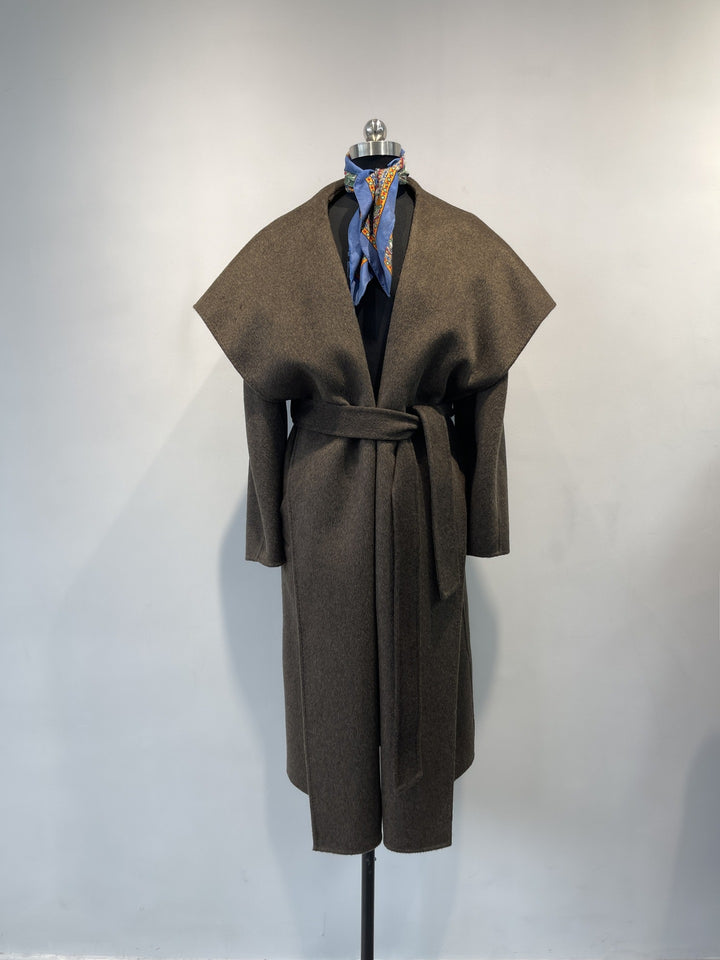 Damen Eleganter Drapierter Langmantel Drune