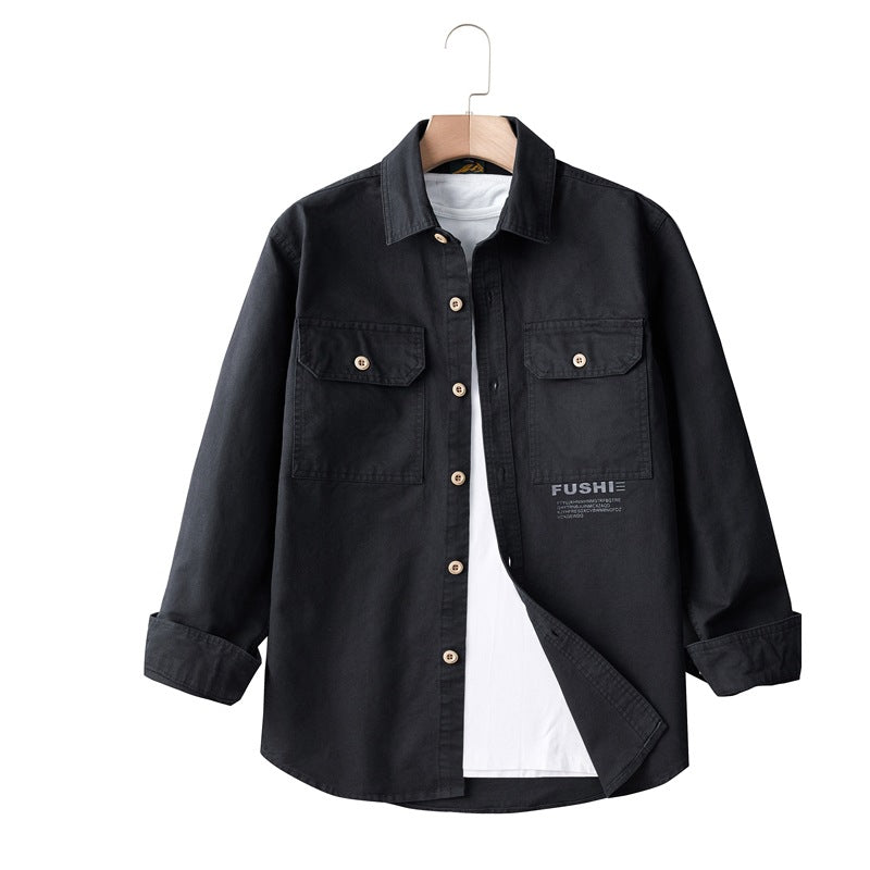 Herren Overshirt-Jacke im Utility-Stil mit Brusttaschen und Hemdkragen Drune