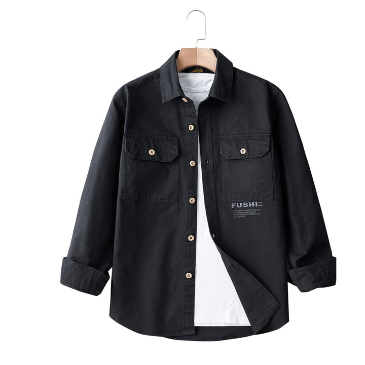 Herren Overshirt-Jacke im Utility-Stil mit Brusttaschen und Hemdkragen Drune