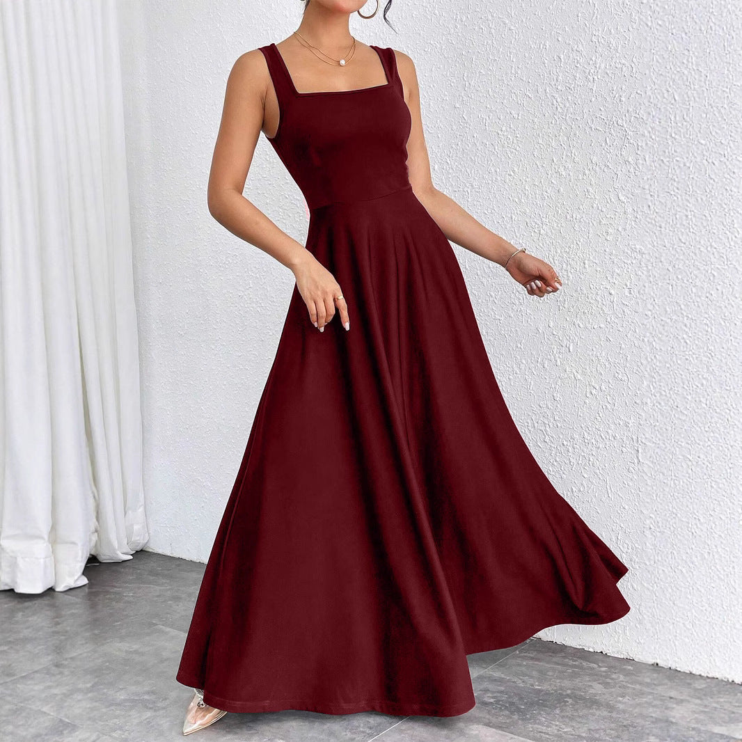 Damen Maxikleid mit weichem Schnitt und quadratischem Ausschnitt Drune