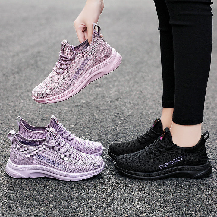 Damen nan atmungsaktive Strick-Sport-Sneaker mit elastischem Einstieg, gepolsterter Innensohle und flexibler EVA-Dämpfung Drune
