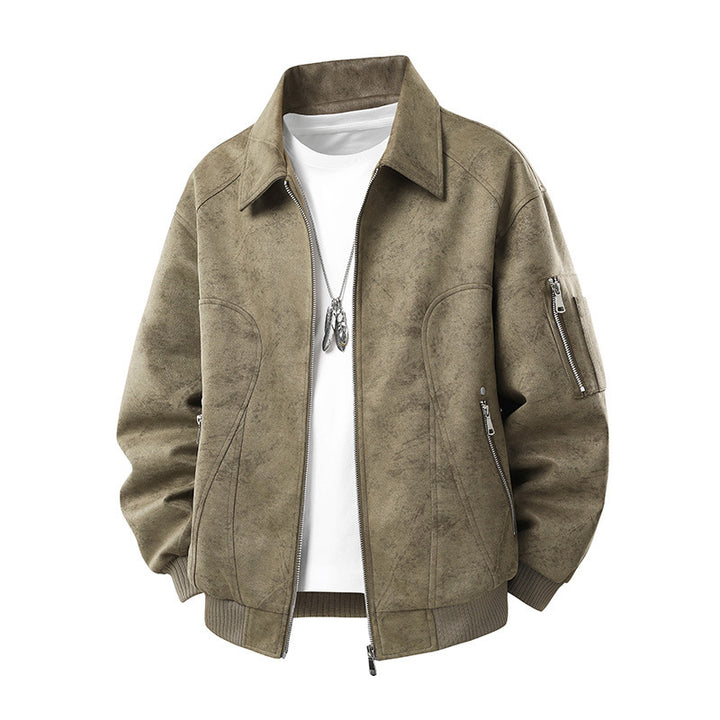 Herren Modische Retro-Lederjacke Drune