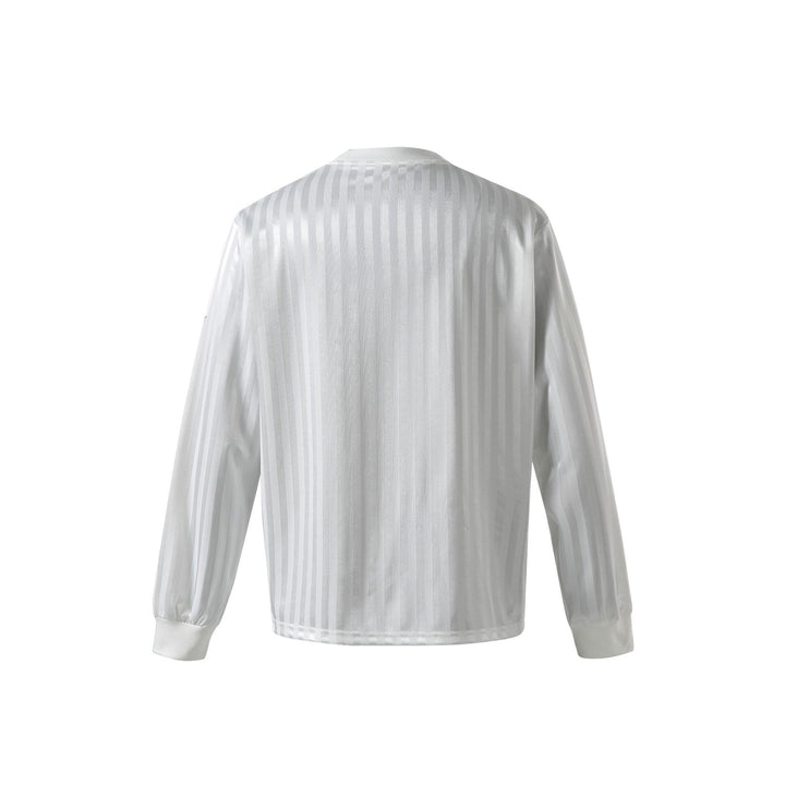 Unisex Langarm-Sporttrikot im Retro‑Fußballstil mit Stehkragen und gestreifter Jacquardstruktur Drune