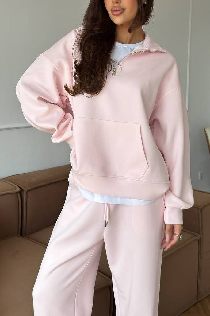 Drune | Halbhals Pullover Sweatshirt und Weit Geschnittene Hose Zweiteiler Anzug