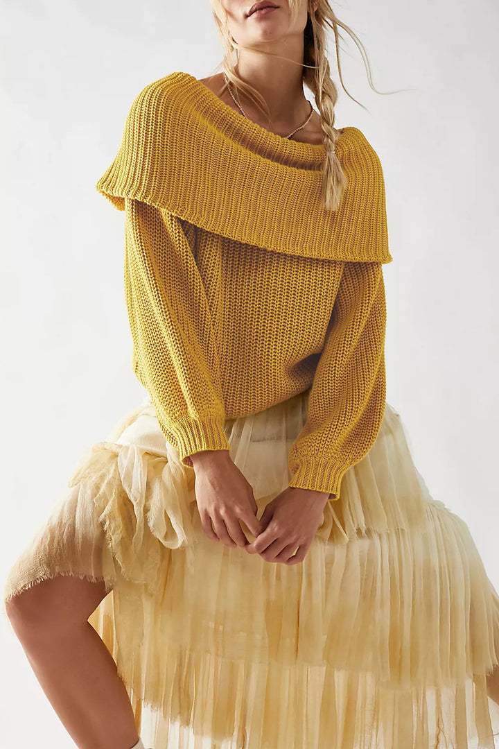 Damen Oversized Strickpullover mit schulterfreiem Design Drune