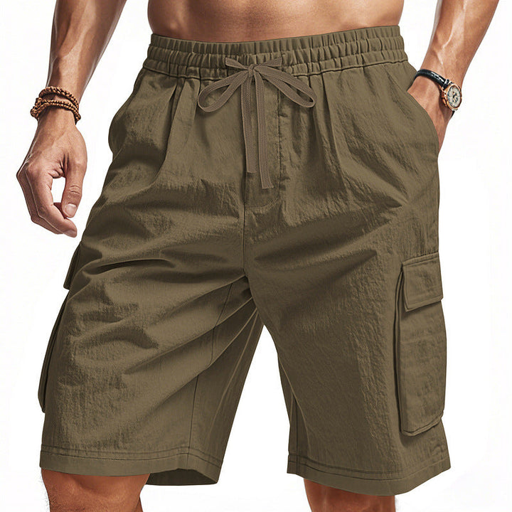 Herren nan knielange Utility-Shorts aus leichtem Baumwollmix mit elastischem Tunnelzugbund und aufgesetzten Klappentaschen Drune