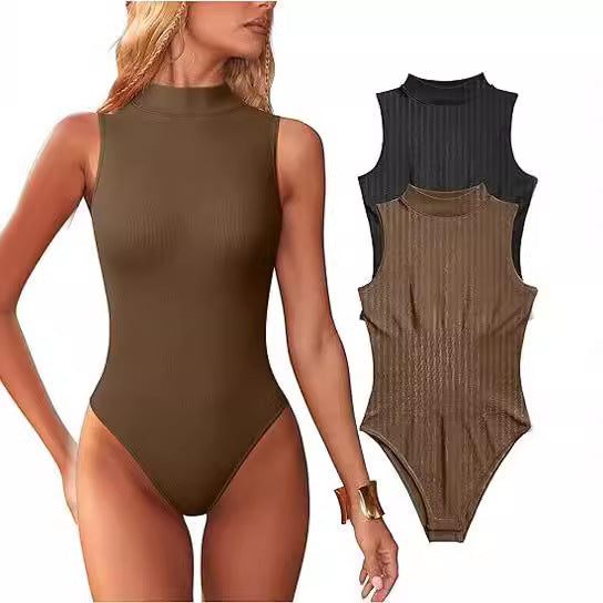 Damen Bodysuit mit elegantem Stehkragen und strukturierter Oberfläche Drune