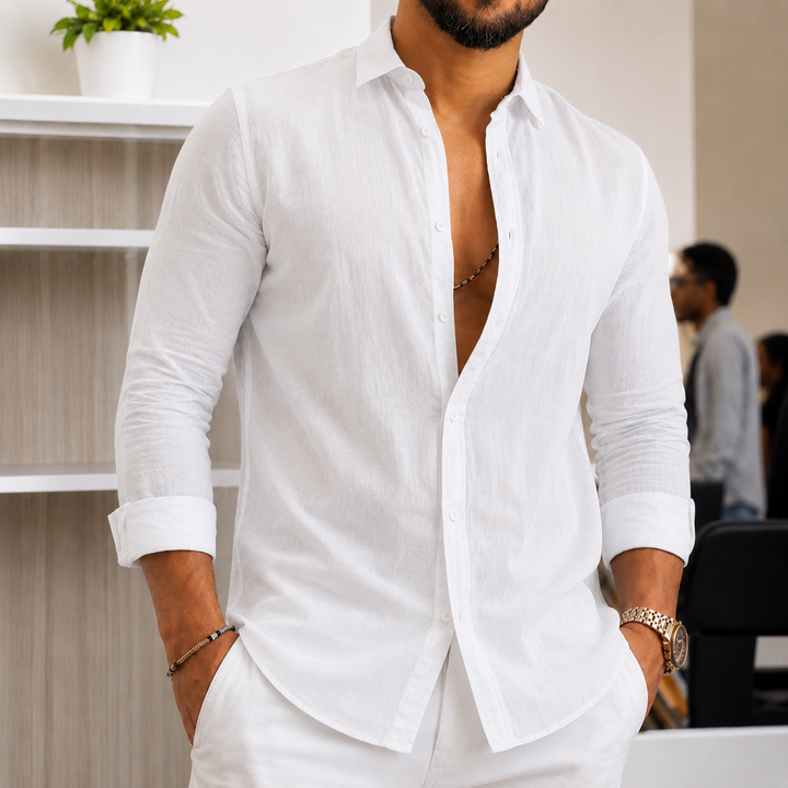 Herren Leichtes Leinenhemd Drune