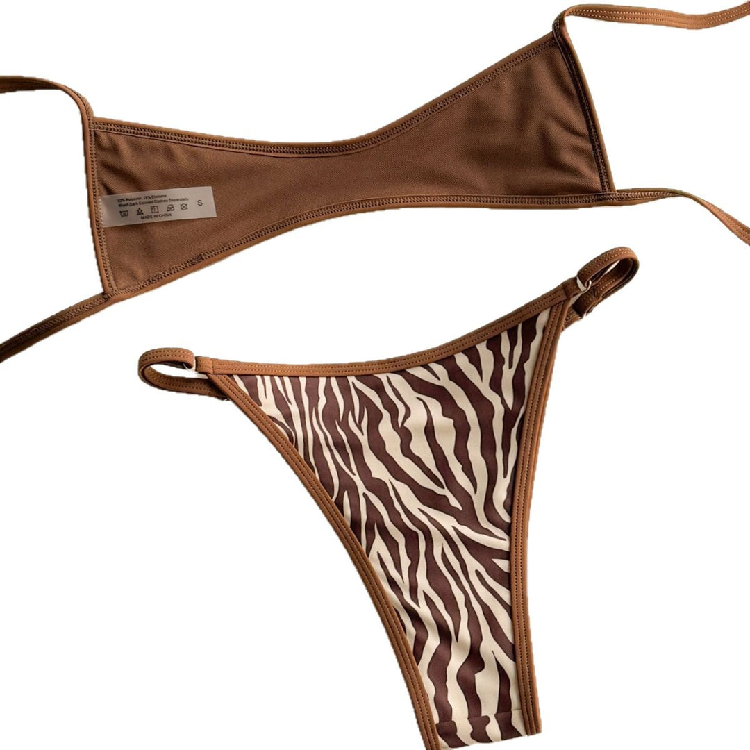 Damen Zebra-Print Bikini Set Drune