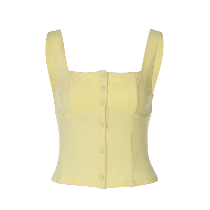 Damen Tailliertes Top mit Knopfdetail Drune