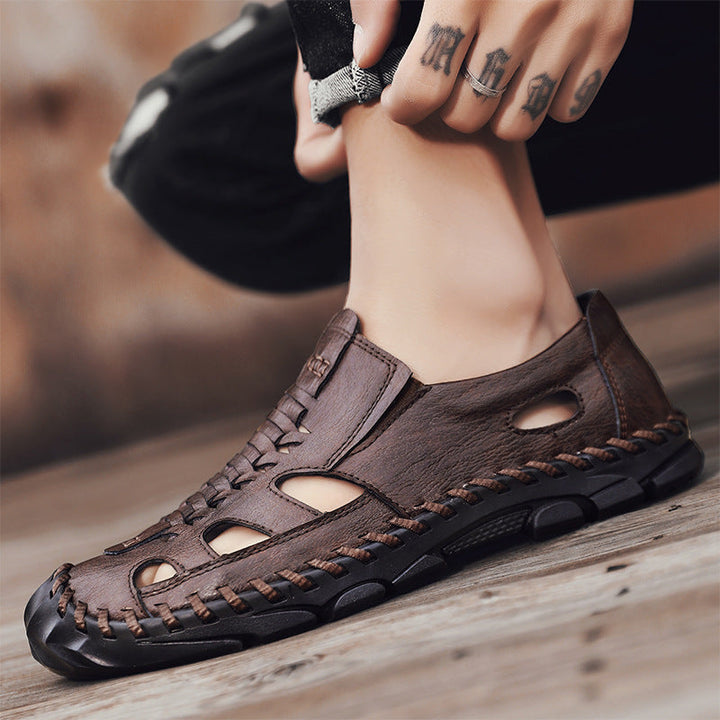 Herren Leder-Sandalen mit offenem Design Drune