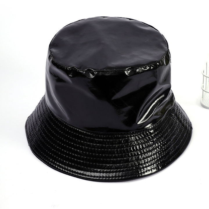 Damen Glänzender Regen-Bucket Hat mit breiter Krempe und wasserdichter Beschichtung Drune