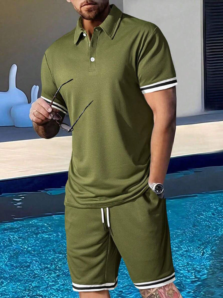 Herren sportliches Polo-Shirt und Shorts Set mit modernem Schnitt Drune
