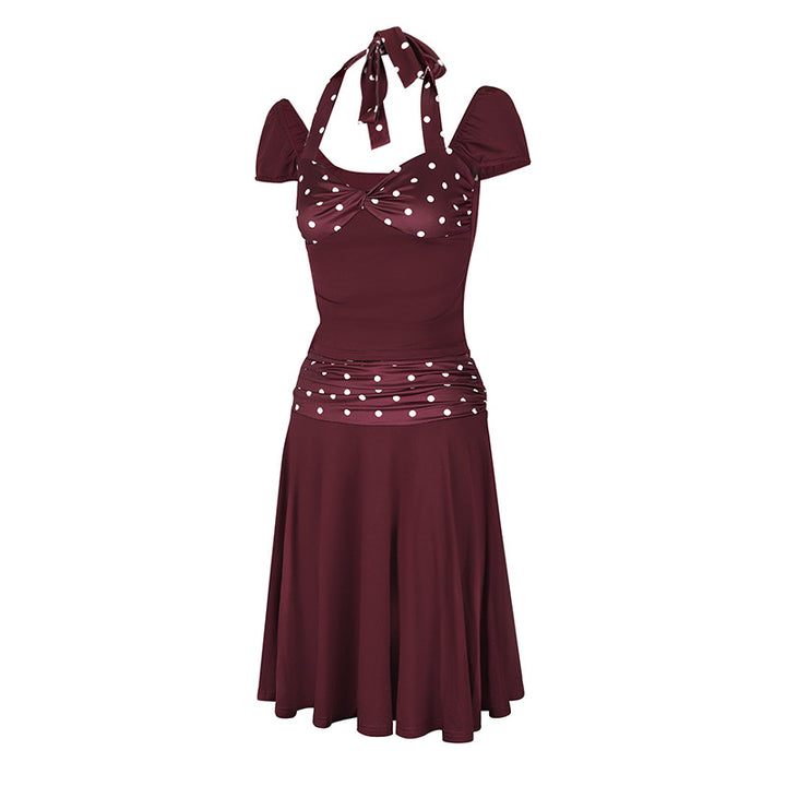 Damen Wickelkleid mit Spaghetti-Trägern und modischem Punktemuster Drune