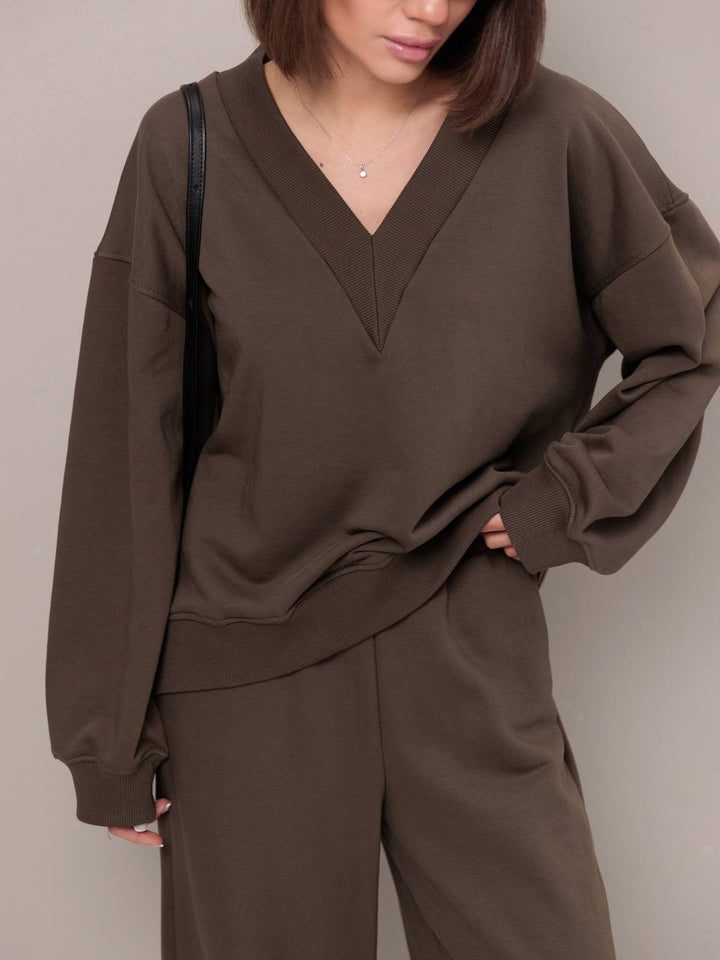 Damen lässiges Sweatshirt- und Jogginghose-Set Drune