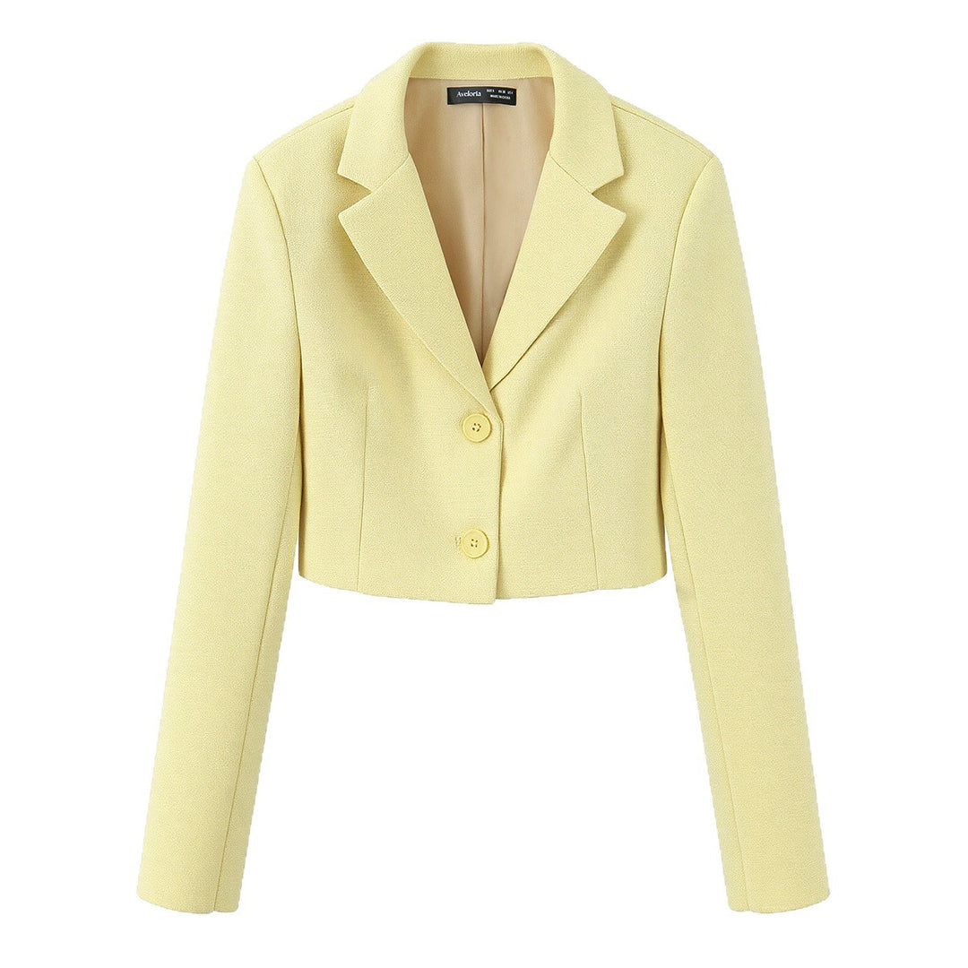Damen Kurzer Bouclé‑Tweed‑Blazer mit Reverskragen und Zweiknopfverschluss Drune