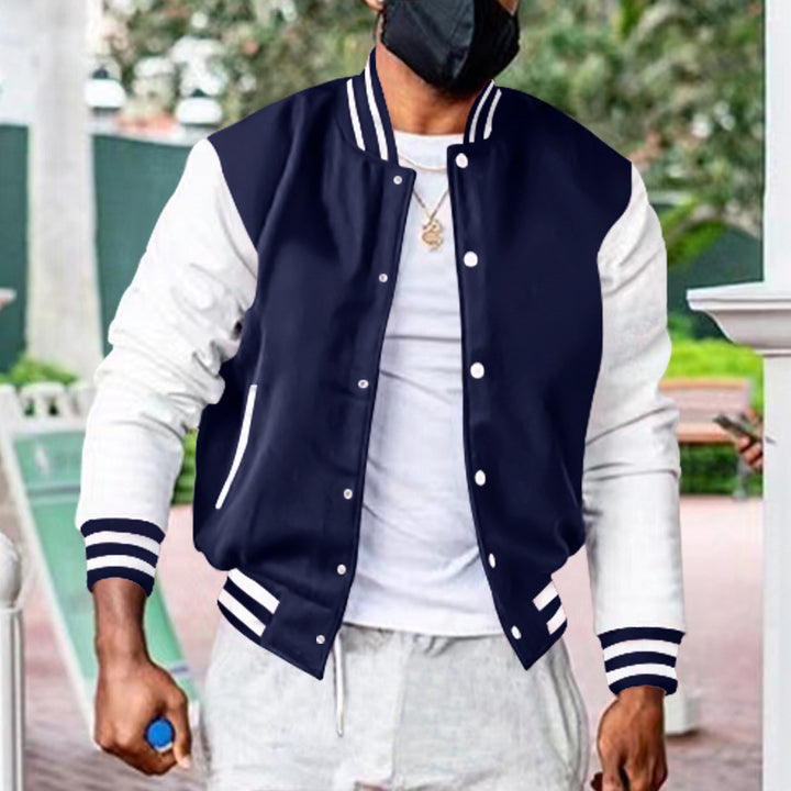 Herren nan klassische Collegejacke im Baseballstil mit kontrastärmeln und Rippbündchen Drune