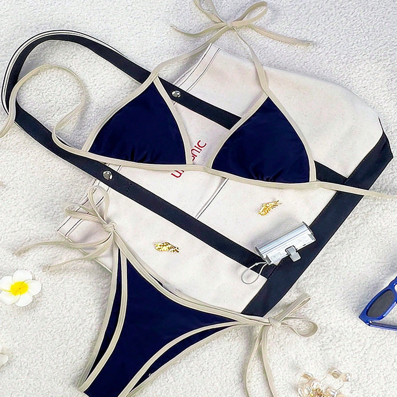 Damen Triangel-Bikini mit hohen Trägern und verstellbaren Seitenbändern Drune